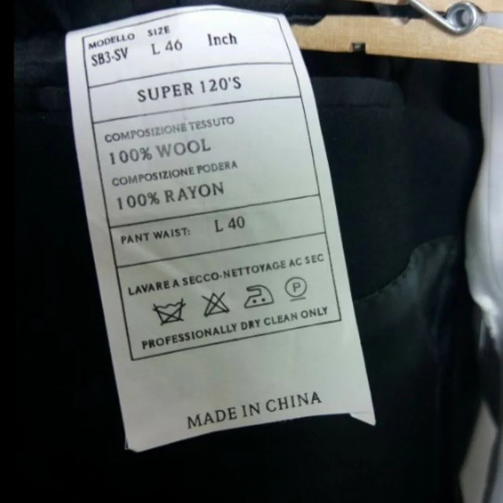 Mizanni Super 120's Men's 46L Black Suit Blazer